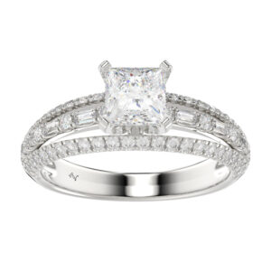 LADIES RING 0.50CT ROUND/PRINCESS/BAGUETTE DIAMOND 14K WHITE GOLD (CENTER STONE 1.00CT PRINCESS DIAMOND)