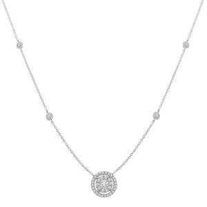 LADIES NECKLACE 0.65CT ROUND DIAMOND 14K WHITE GOLD