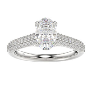 LADIES SEMI MOUNT RING 0.50CT ROUND DIAMOND 14K WHITE GOLD (SI QUALITY)
