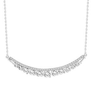 LADIES NECKLACE 0.75CT ROUND DIAMOND 14K WHITE GOLD