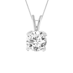 SOLITAIRE LADIES PENDANT 0.33CT ROUND DIAMOND 14K WHITE GOLD