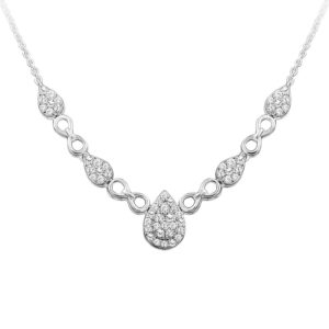 LADIES NECKLACE 1.00CT ROUND DIAMOND 14K WHITE GOLD