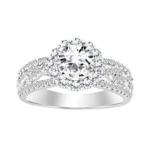 LADIES SEMI MOUNT RING 0.75CT ROUND DIAMOND 14K WHITE GOLD