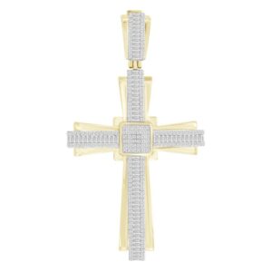 MEN'S CHARM 1.00CT ROUND/BAGUETTE DIAMOND 10K YELLOW GOLD