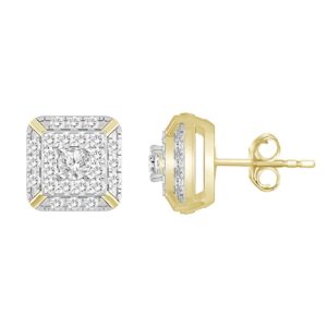 LADIES STUD EARRINGS 0.50CT ROUND DIAMOND 10K YELLOW GOLD