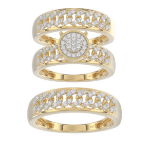 LADIES TRIOS SET 0.50CT ROUND DIAMOND 10K YELLOW GOLD