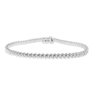 LADIES BRACELET 1.00CT ROUND DIAMOND 14K WHITE GOLD
