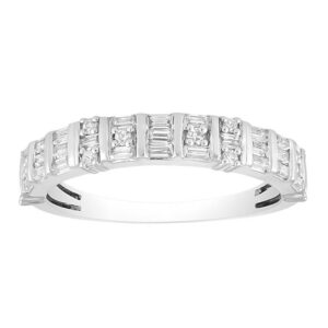 LADIES BAND 0.50CT ROUND/BAGUETTE DIAMOND 14K WHITE GOLD