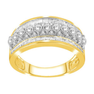 LADIES BAND 1.30CT ROUND/BAGUETTE DIAMOND 14K YELLOW GOLD