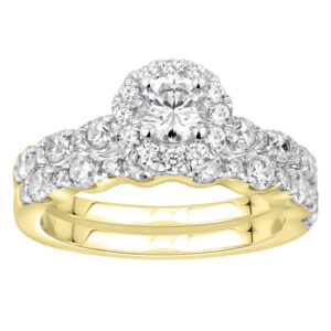 LADIES BRIDAL RING SET 1.50CT ROUND DIAMOND 14K YELLOW GOLD