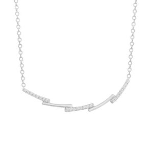 LADIES NECKLACE 0.10CT ROUND DIAMOND 10K WHITE GOLD