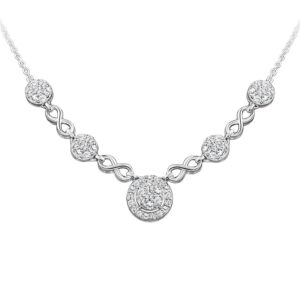 LADIES NECKLACE 1.25CT ROUND DIAMOND 14K WHITE GOLD