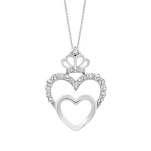 LADIES PENDANT WITH CHAIN 0.15CT ROUND DIAMOND 10K WHITE GOLD