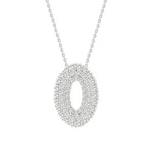 LADIES PENDANT WITH CHAIN 1.00CT ROUND DIAMOND 14K WHITE GOLD