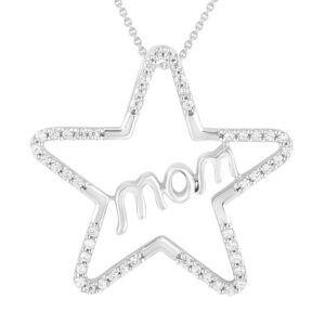LADIES PENDANT WITH CHAIN 0.15CT ROUND DIAMOND 10K WHITE GOLD