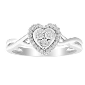 LADIES RING 0.10CT ROUND DIAMOND 10K WHITE GOLD