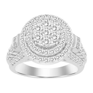 LADIES RING 2.00CT ROUND/BAGUETTE DIAMOND 10K WHITE GOLD