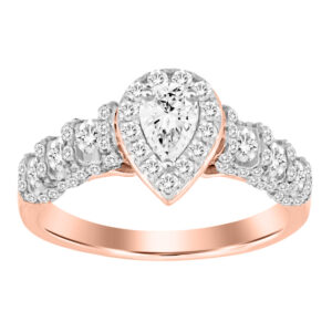 LADIES RING 1.00CT ROUND DIAMOND 14K ROSE GOLD (SI QUALITY) (CENTER STONE 0.33CT PEAR DIAMOND)