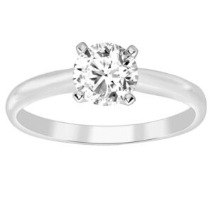 LADIES SOL RING 0.15CT ROUND DIAMOND 18K WHITE GOLD