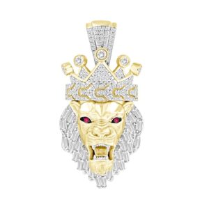 MEN'S CHARM 0.75CT ROUND/BAGUETTE DIAMOND 10K YELLOW GOLD