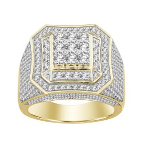 MEN'S RING 2.00CT ROUND DIAMOND 10K YELLOW GOLD