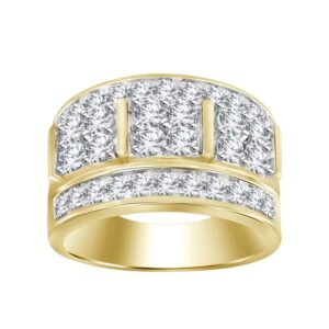 MEN'S RING 2.00CT ROUND DIAMOND 14K YELLOW GOLD