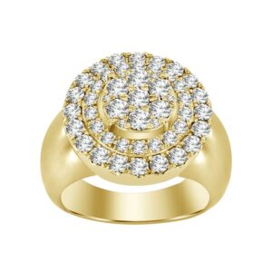 MEN'S RING 2.25CT ROUND DIAMOND 14K YELLOW GOLD