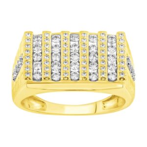 MEN'S RING 3.00CT ROUND DIAMOND 10K YELLOW GOLD