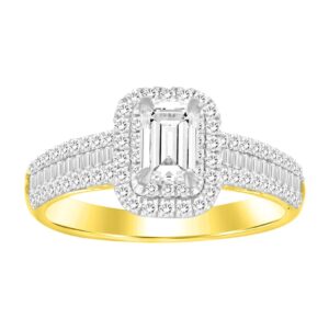 LADIES RING 1.00CT ROUND/BAGUETTE DIAMOND 14K YELLOW GOLD (SI QUALITY)