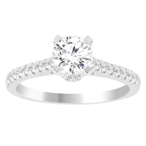 LADIES SEMI MOUNT RING 0.25CT ROUND DIAMOND 14K WHITE GOLD