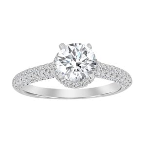 LADIES ENGAGEMENT RING SEMI MOUNT 0.50CT ROUND DIAMOND 14K WHITE GOLD