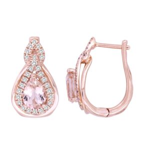 LADIES EARRINGS 1.50CT ROUND/PEAR DIAMOND 10K ROSE GOLD