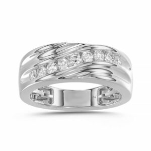 MEN'S BAND 0.50CT ROUND DIAMOND 10K WHITE GOLD
