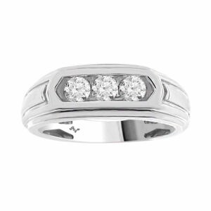 MEN'S RING 0.50CT ROUND DIAMOND 10K WHITE GOLD