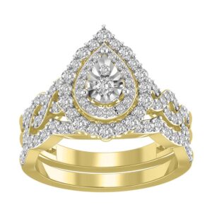 LADIES BRIDAL SET 1.00CT ROUND DIAMOND 14K YELLOW GOLD