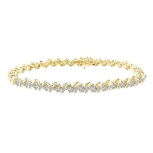 LADIES BRACELET 2.00CT ROUND/BAGUETTE DIAMOND 14K WHITE GOLD (SI QUALITY)