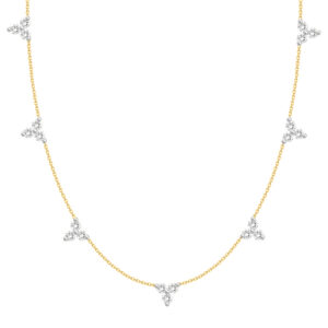 LADIES NECKLACE 1.00CT ROUND DIAMOND 14K YELLOW GOLD