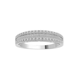 LADIES BAND 0.50CT ROUND/BAGUETTE DIAMOND 14K WHITE GOLD (SI QUALITY)