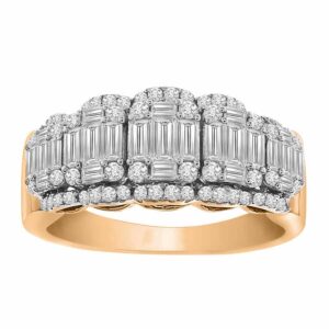 LADIES RING 1.00CT ROUND/BAGUETTE DIAMOND 14K ROSE GOLD