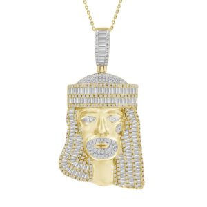 MEN'S CHARM 1.50CT ROUND/BAGUETTE DIAMOND 14K YELLOW GOLD