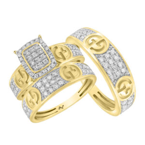 LADIES TRIOS SET 0.75CT ROUND DIAMOND 10K YELLOW GOLD