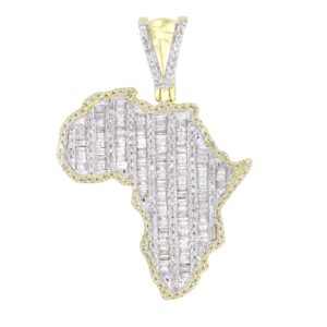 MEN'S CHARM 1.30CT ROUND/BAGUETTE DIAMOND 10K YELLOW GOLD