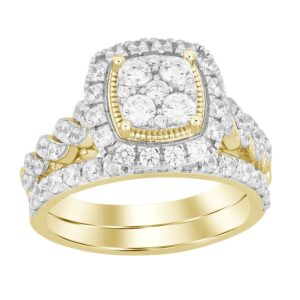 LADIES BRIDAL SET 1.50CT ROUND DIAMOND 14K YELLOW GOLD