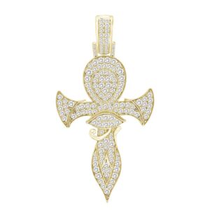 MEN'S CHARM 3.00CT ROUND DIAMOND 14K YELLOW GOLD