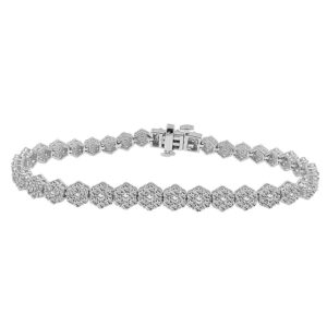 LADIES BRACELET 5.00CT ROUND DIAMOND 14K WHITE GOLD (SI QUALITY)