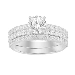 LADIES BRIDAL SET 1.00CT ROUND DIAMOND 14K WHITE GOLD