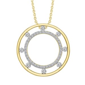 LADIES PENDANT 0.50CT ROUND DIAMOND 14K YELLOW GOLD