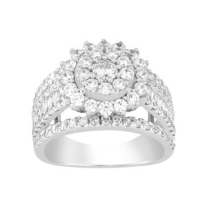 LADIES RING 2.00CT ROUND/BAGUETTE DIAMOND 10K WHITE GOLD