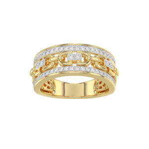 MEN'S RING 0.50CT ROUND DIAMOND 14K YELLOW GOLD (SI QUALITY)
