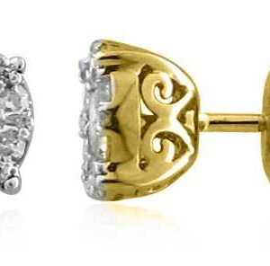 LADIES EARRINGS 2.00CT ROUND DIAMOND 14K YELLOW GOLD